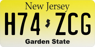 NJ license plate H74ZCG