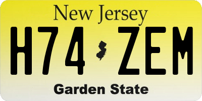 NJ license plate H74ZEM