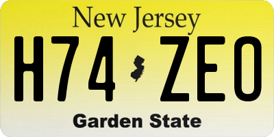 NJ license plate H74ZEO