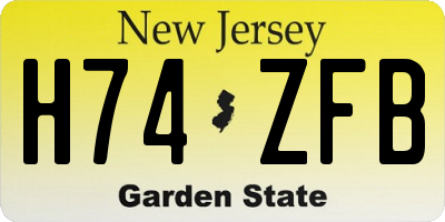 NJ license plate H74ZFB