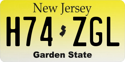 NJ license plate H74ZGL