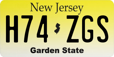 NJ license plate H74ZGS