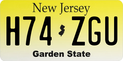 NJ license plate H74ZGU