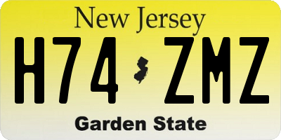 NJ license plate H74ZMZ