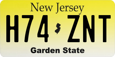 NJ license plate H74ZNT