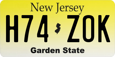 NJ license plate H74ZOK