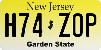 NJ license plate H74ZOP