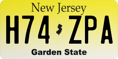 NJ license plate H74ZPA