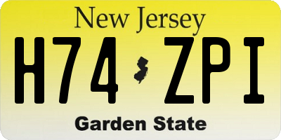 NJ license plate H74ZPI