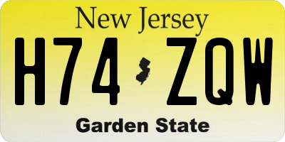 NJ license plate H74ZQW