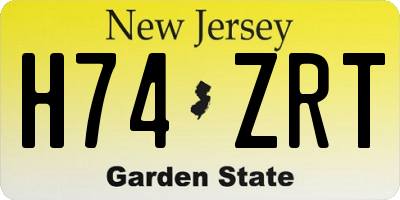 NJ license plate H74ZRT