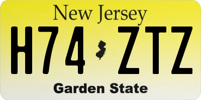 NJ license plate H74ZTZ