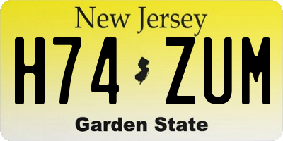 NJ license plate H74ZUM
