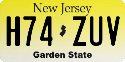 NJ license plate H74ZUV