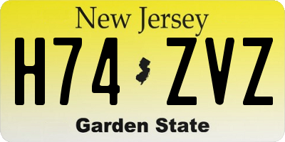 NJ license plate H74ZVZ