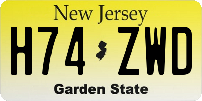NJ license plate H74ZWD