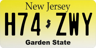 NJ license plate H74ZWY