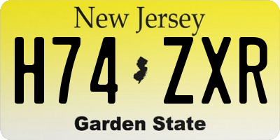 NJ license plate H74ZXR