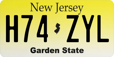 NJ license plate H74ZYL
