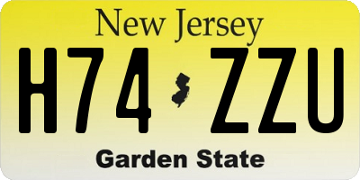 NJ license plate H74ZZU