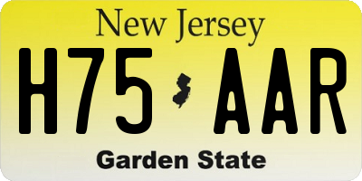 NJ license plate H75AAR