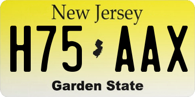NJ license plate H75AAX