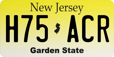 NJ license plate H75ACR