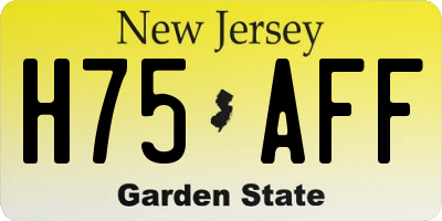 NJ license plate H75AFF