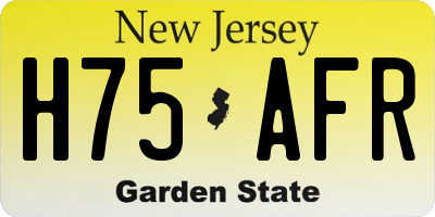 NJ license plate H75AFR