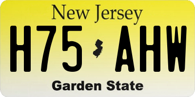 NJ license plate H75AHW