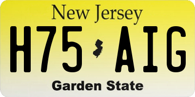 NJ license plate H75AIG
