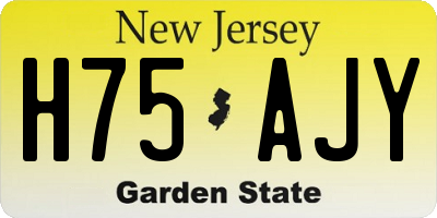 NJ license plate H75AJY