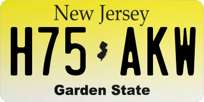 NJ license plate H75AKW