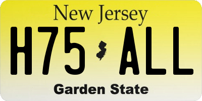 NJ license plate H75ALL