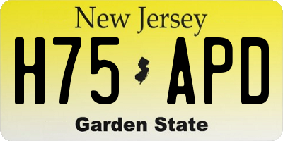 NJ license plate H75APD