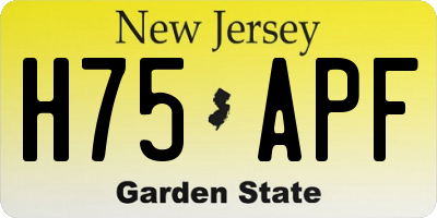 NJ license plate H75APF