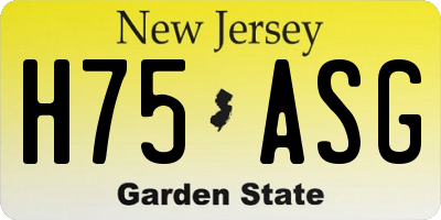 NJ license plate H75ASG