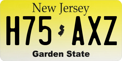 NJ license plate H75AXZ