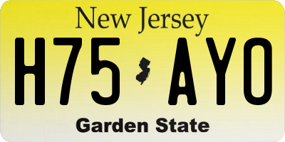 NJ license plate H75AYO