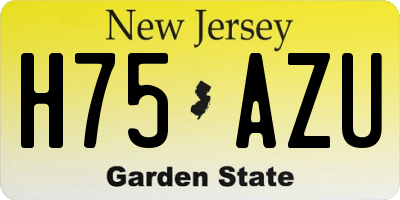 NJ license plate H75AZU
