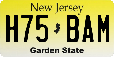 NJ license plate H75BAM