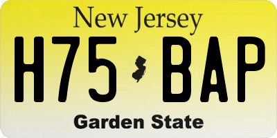 NJ license plate H75BAP