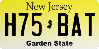 NJ license plate H75BAT