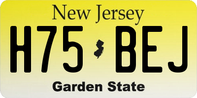 NJ license plate H75BEJ