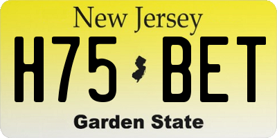 NJ license plate H75BET