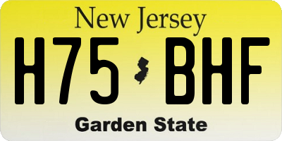 NJ license plate H75BHF