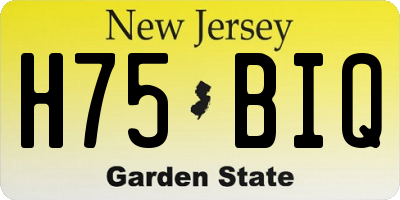 NJ license plate H75BIQ