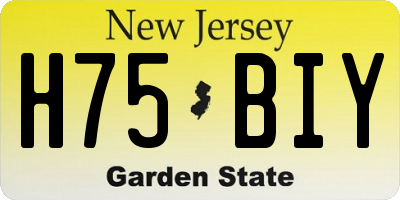 NJ license plate H75BIY