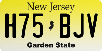 NJ license plate H75BJV