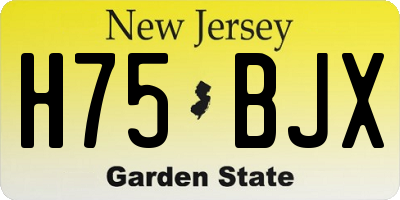 NJ license plate H75BJX
